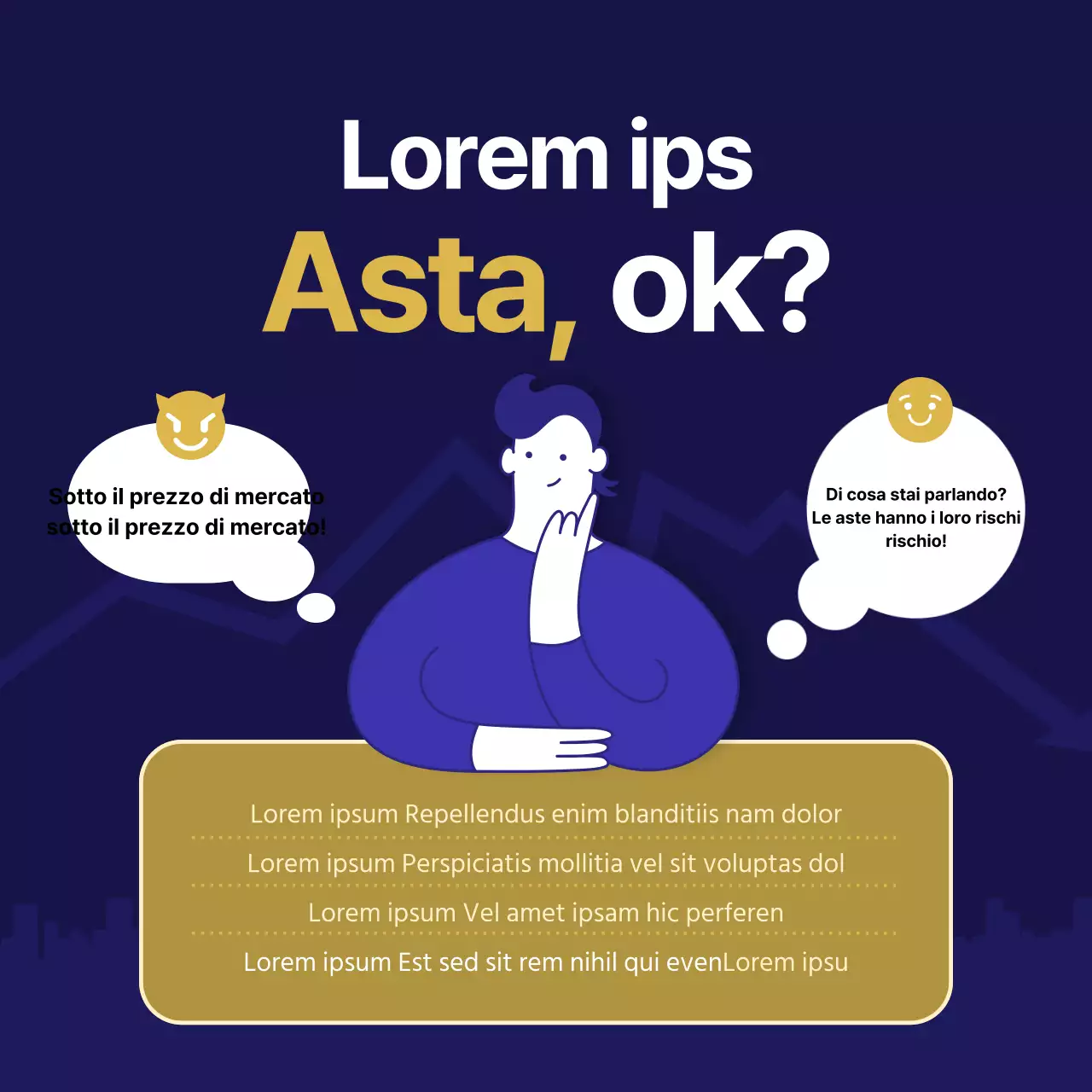 Una guida per investire nelle aste immobiliari minimaliste blu e oro