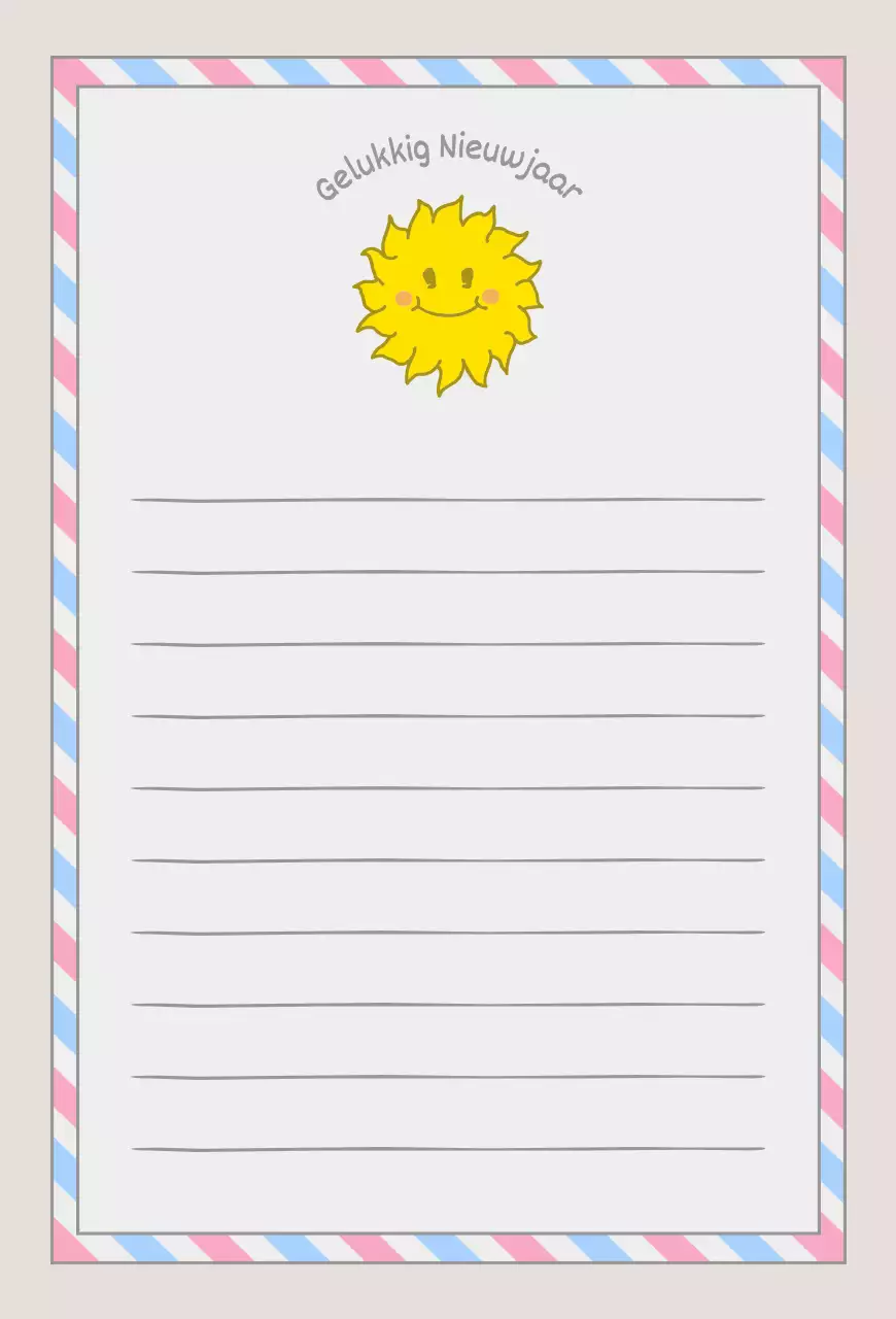 Roze hemel geel leuke zon illustratie door Gelukkig Nieuwjaar