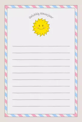 Roze hemel geel leuke zon illustratie door Gelukkig Nieuwjaar