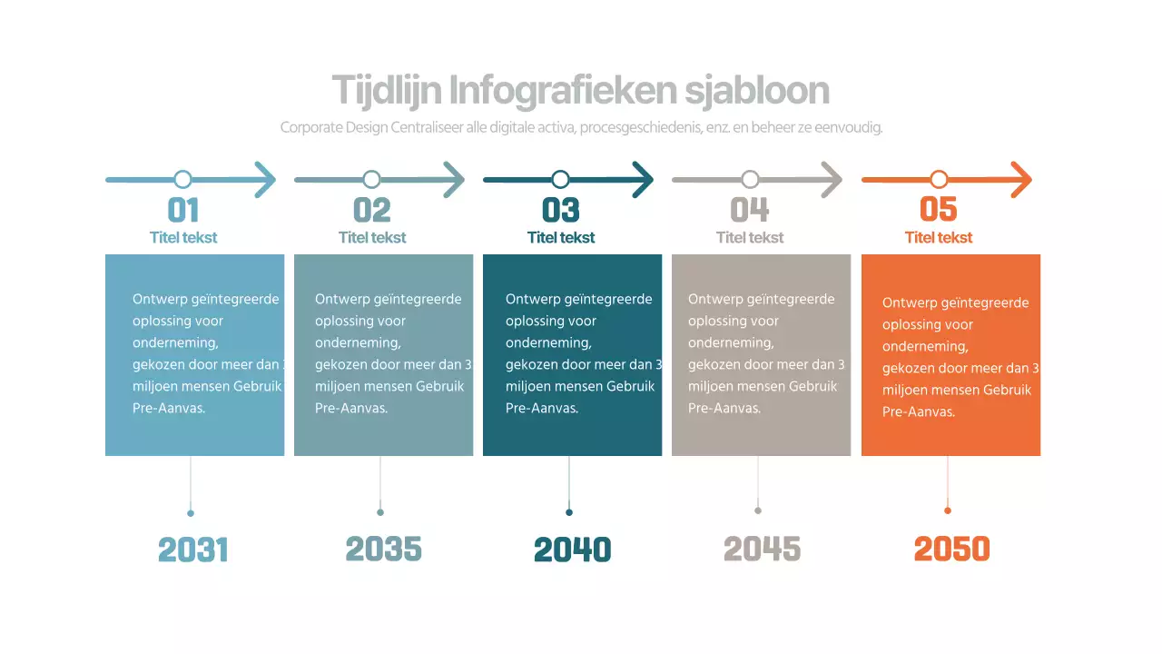 Eenvoudige zakelijke tijdlijn infographic in gedempte kleuren