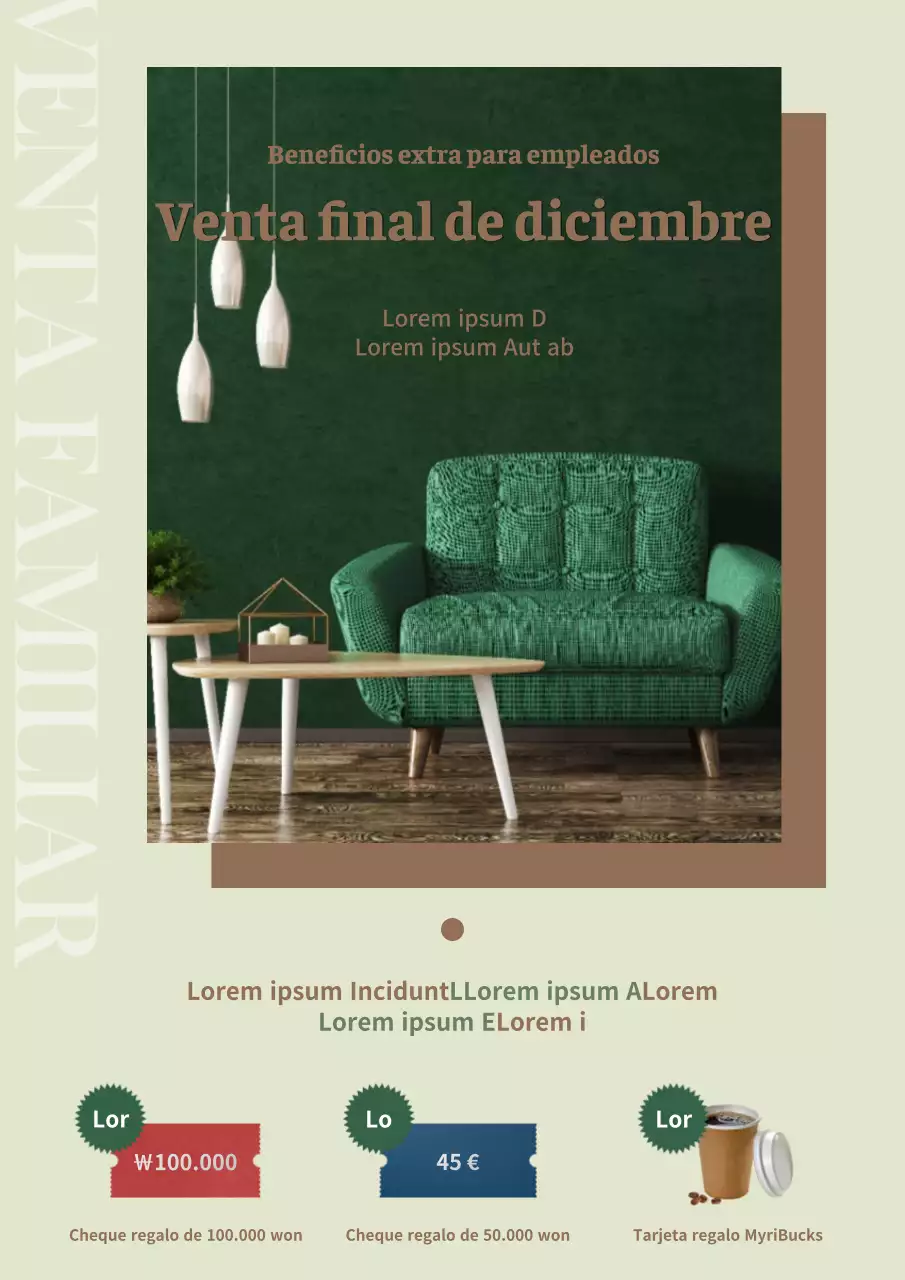 Cartel de la venta familiar de empleados en verde