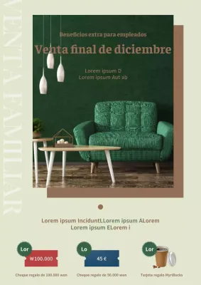 Cartel de la venta familiar de empleados en verde