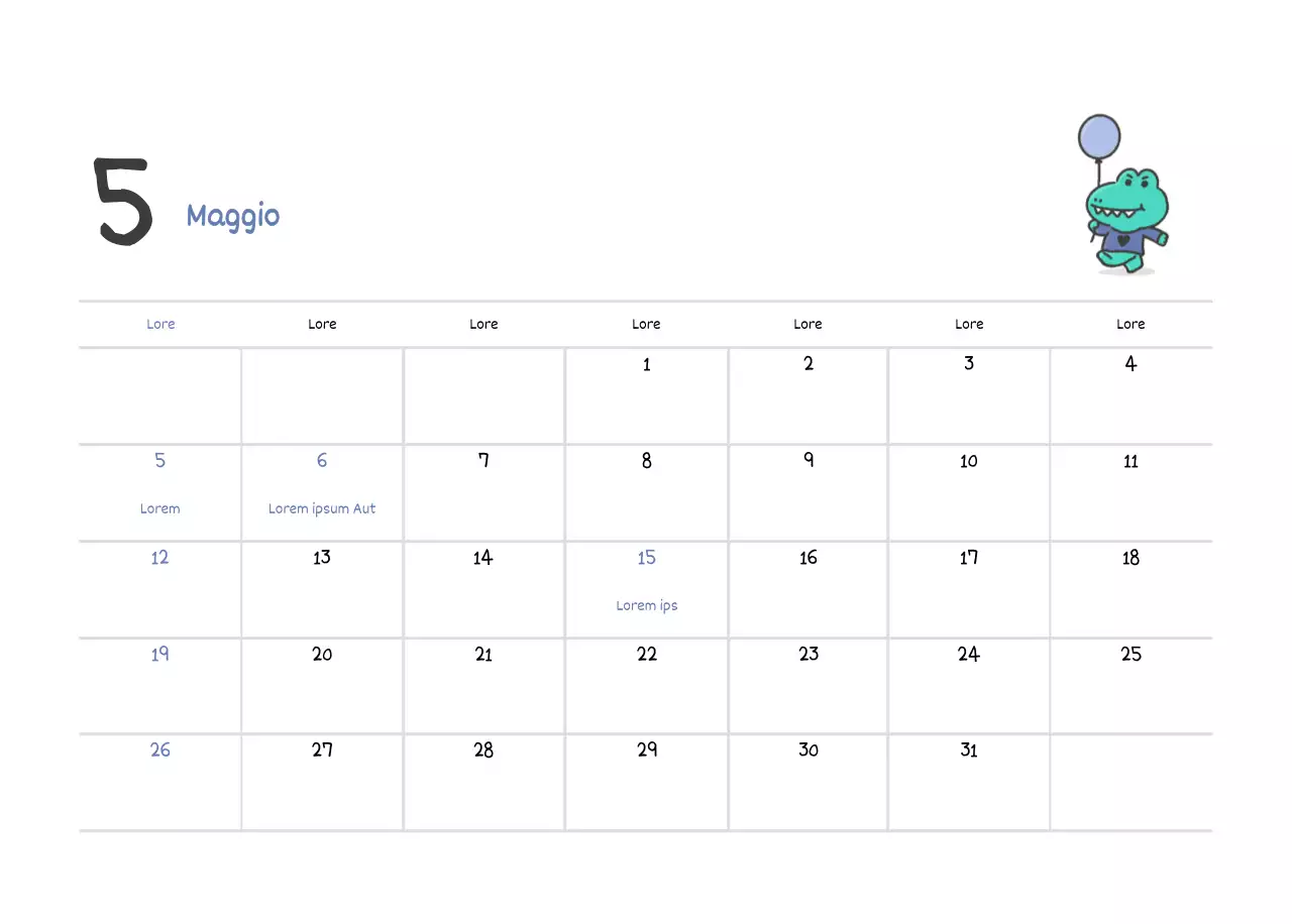 Un calendario con un simpatico concetto di illustrazione di Argo