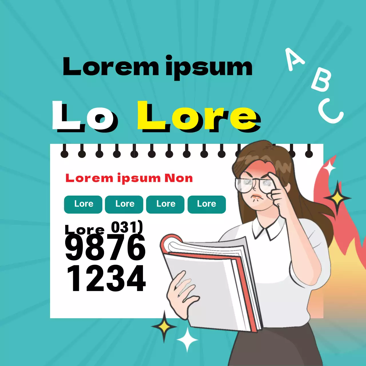 Carnet de croquis bleu illustration publicité pour l'école