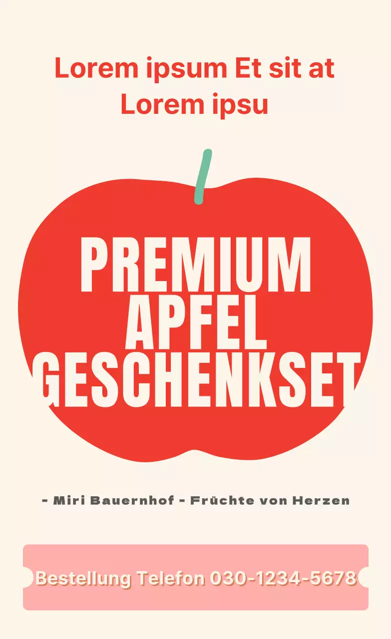 Illustrierter Text Apfel Vertikal Aufkleber