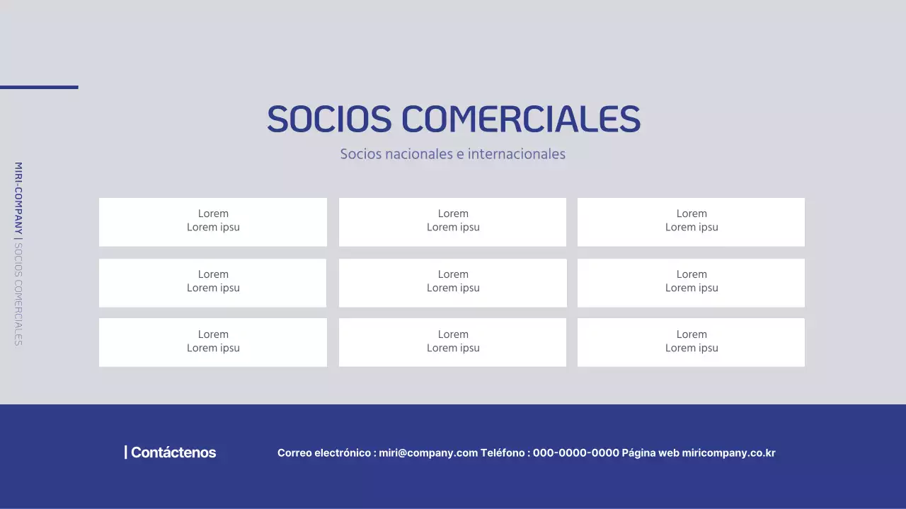 Un sencillo perfil de empresa en azul marino y gris