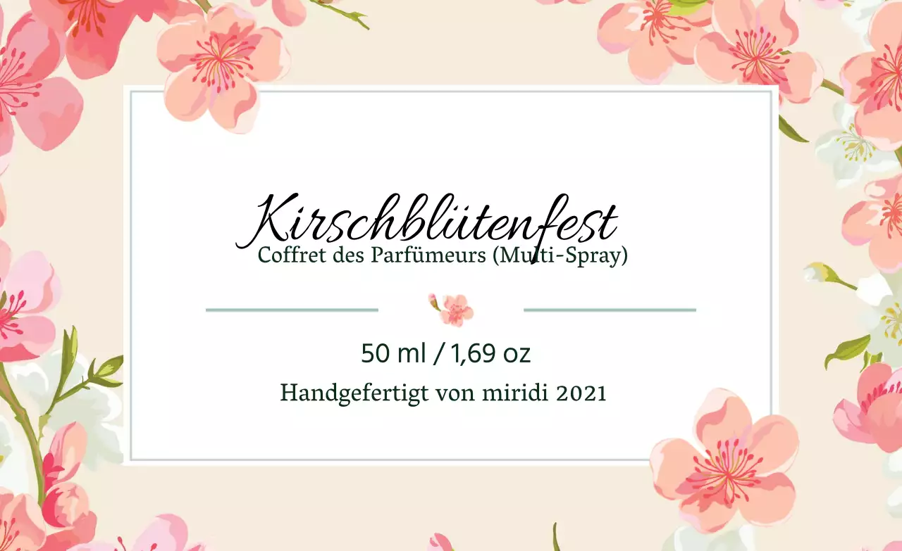 Vintage Parfüm Etikett mit rosa Illustration