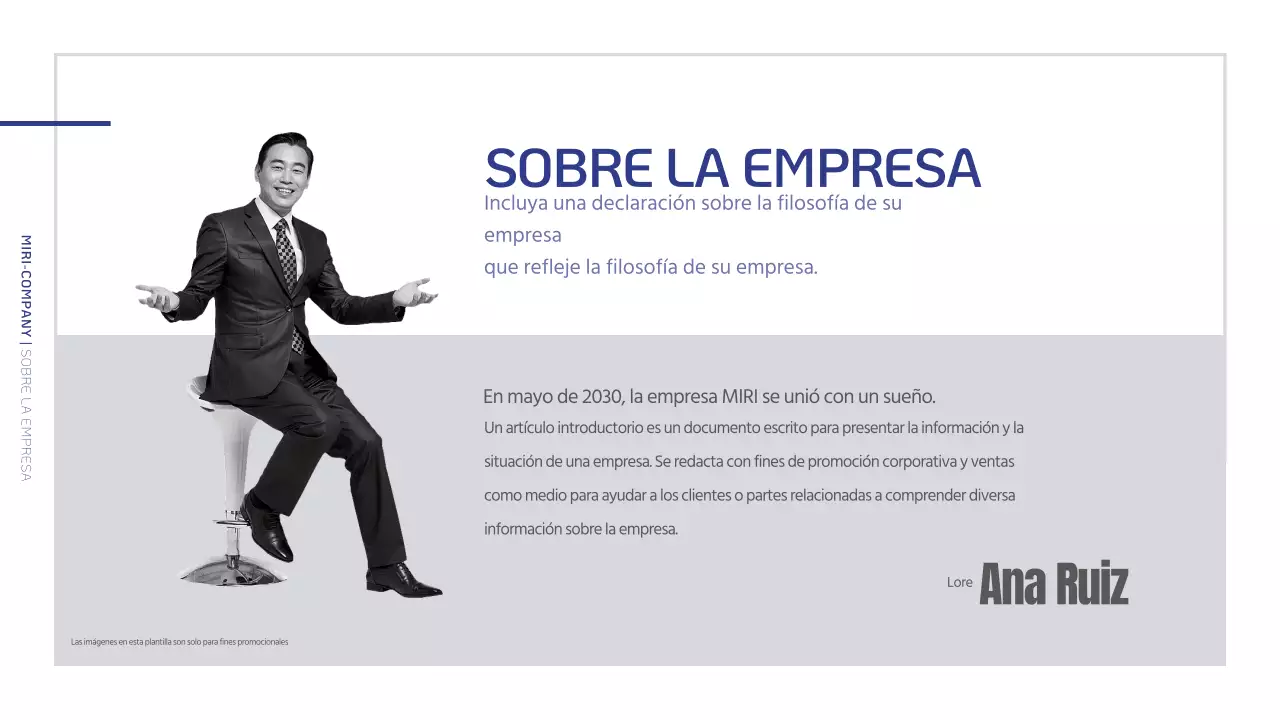 Un sencillo perfil de empresa en azul marino y gris