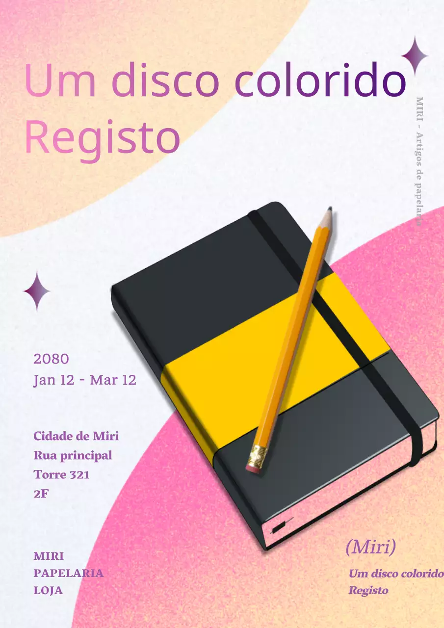 Guia da loja de artigos de papelaria com gradiente roxo-rosa