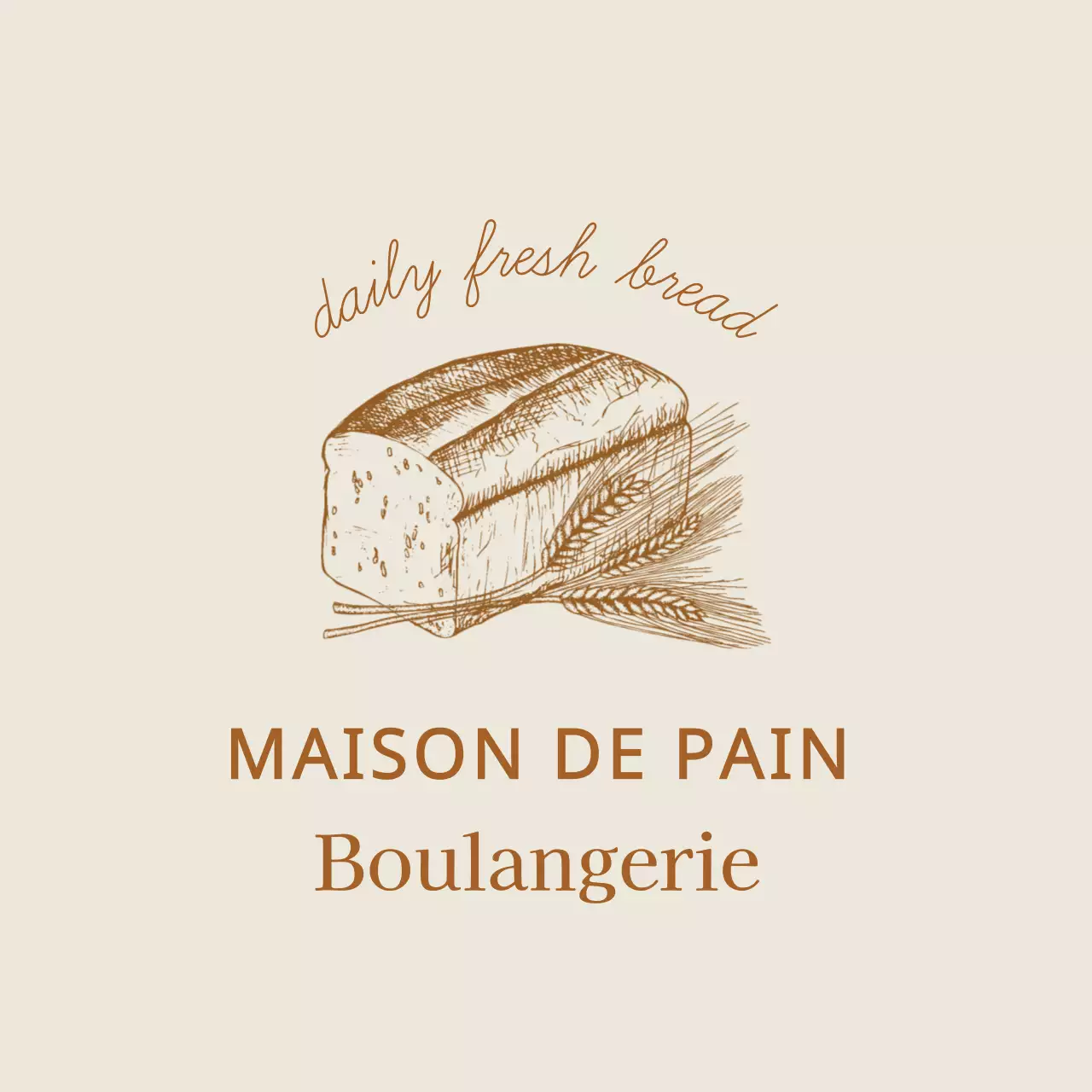 Etiquette de boulangerie beige ivoire illustrée