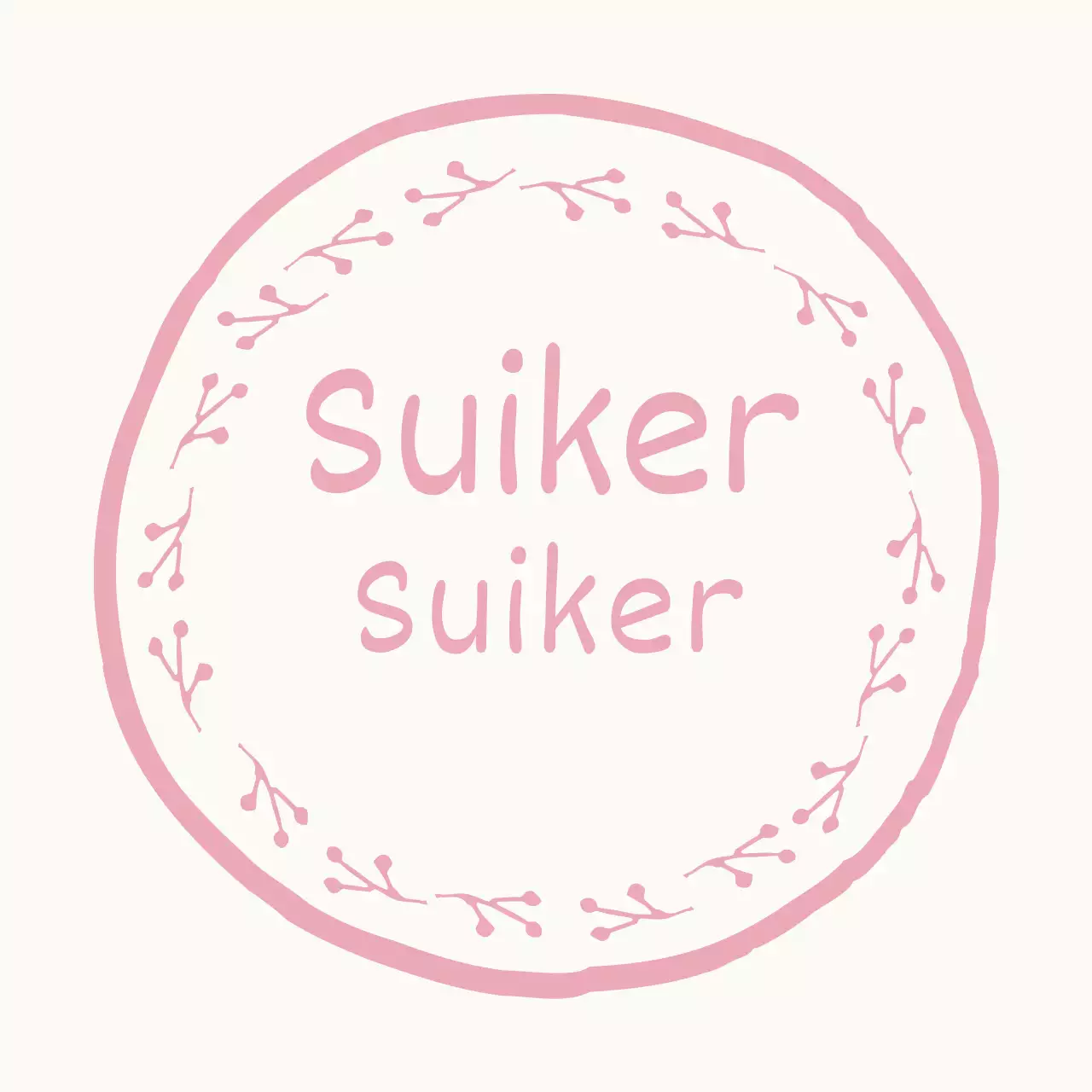 Roze handgetekende labelsticker