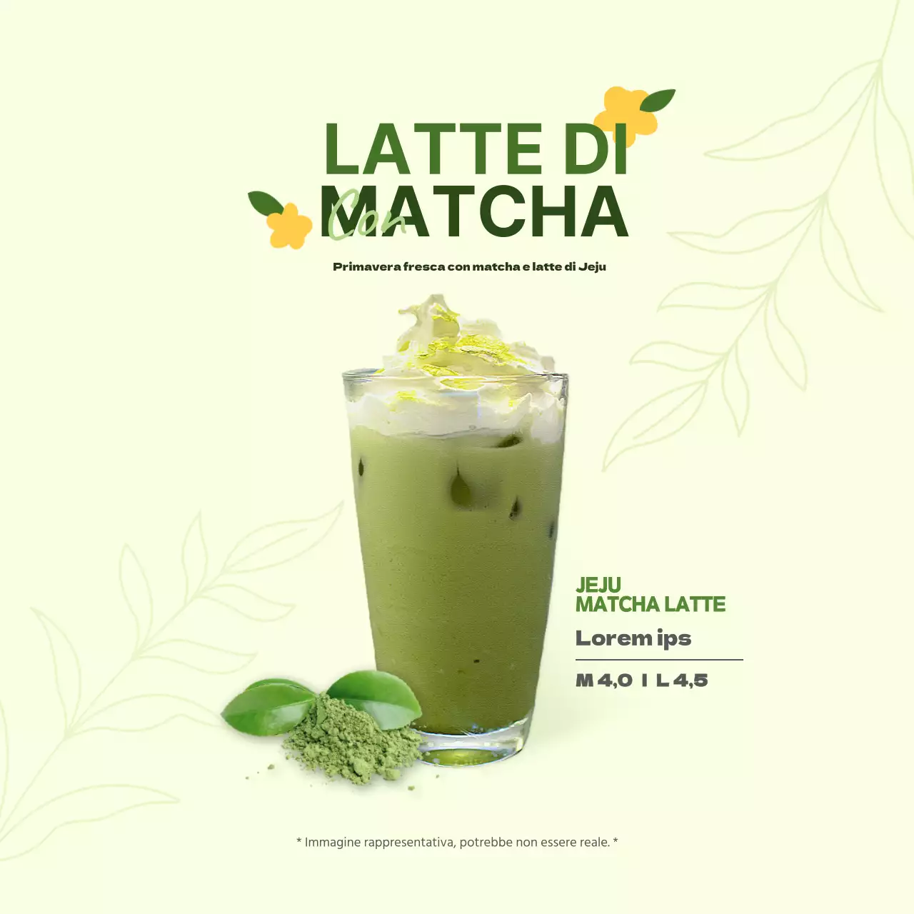 Banner quadrato del menu del caffè verde lime