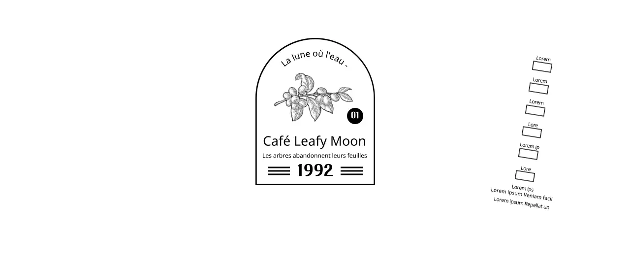 Promouvoir et informer votre café avec un logo épuré en noir et blanc.