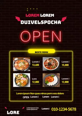 Zwart fluorescerend menubord