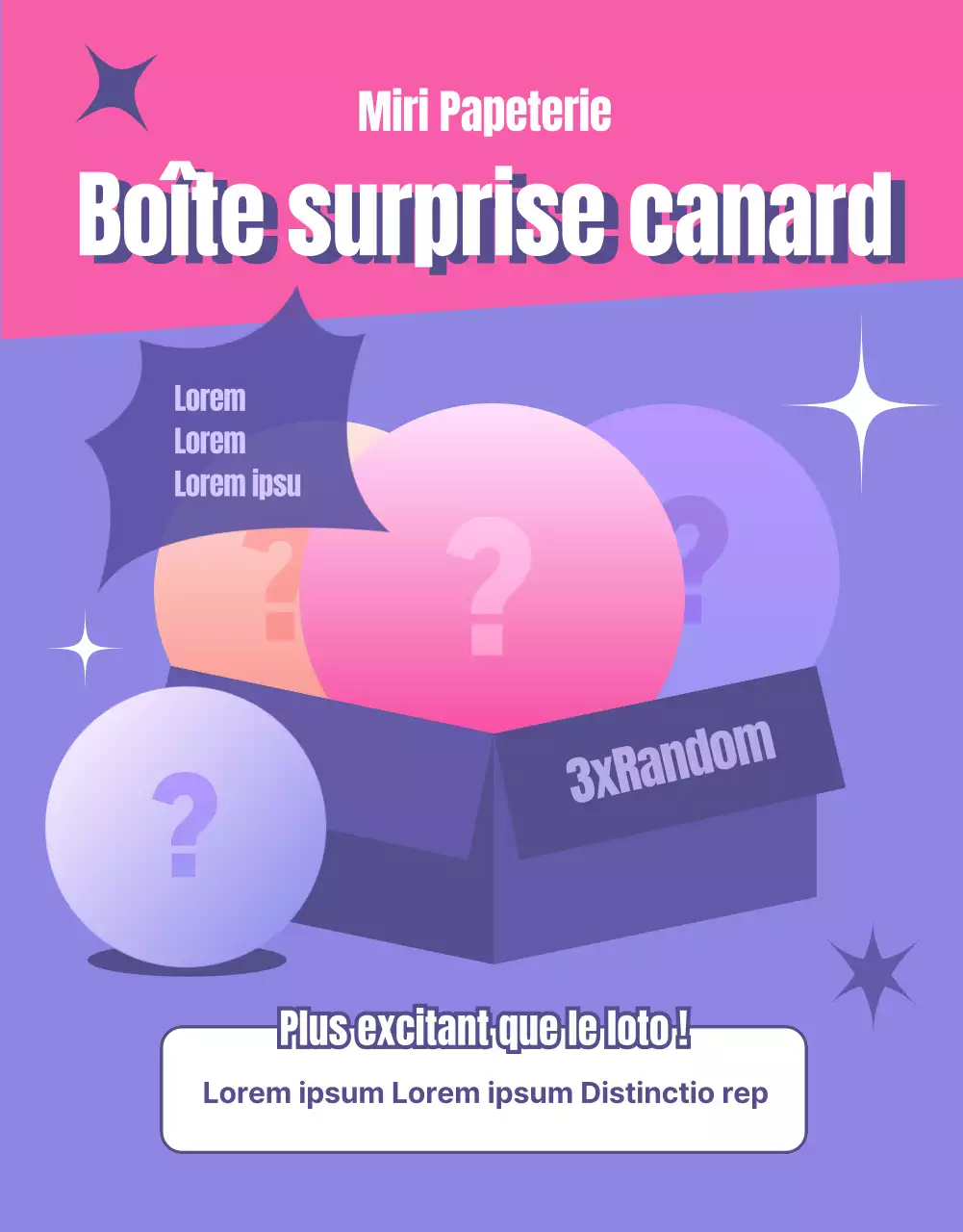 Tirage au sort d'événements mettant en évidence des orbes ronds roses et violets