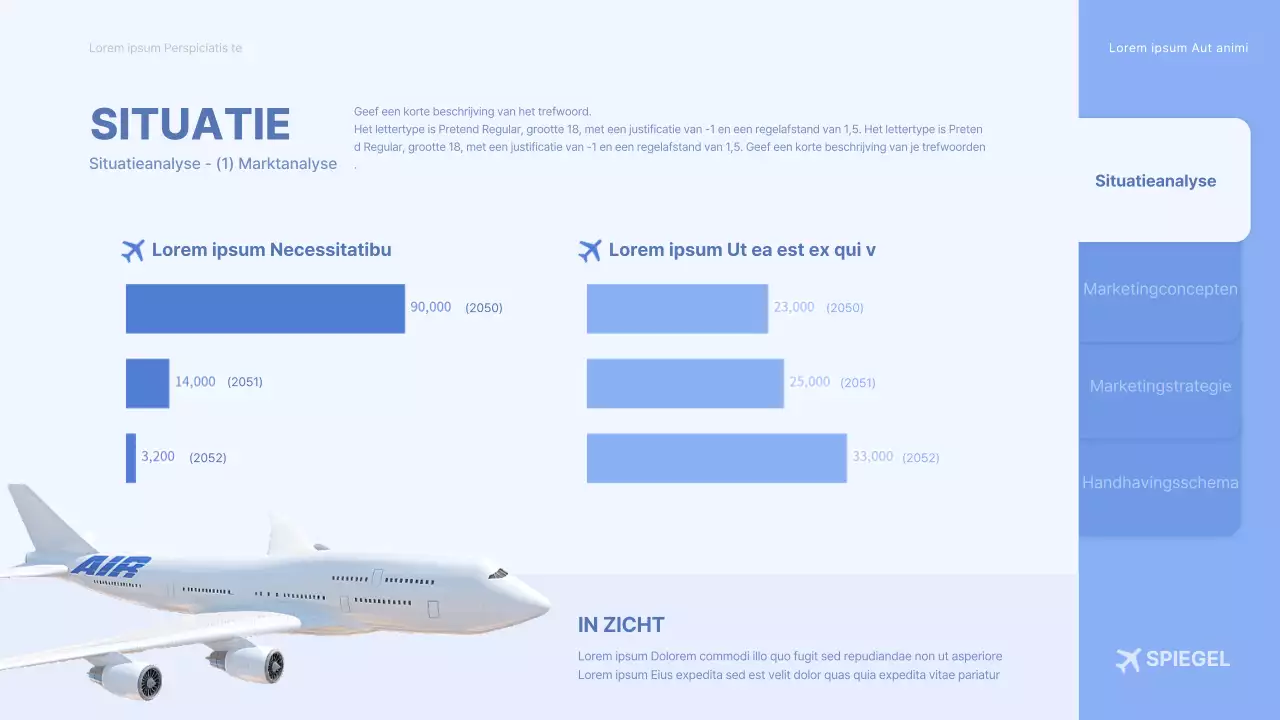 Lichtblauw driedimensionaal vliegtuigconcept reclamebrief luchtvaartmaatschappij