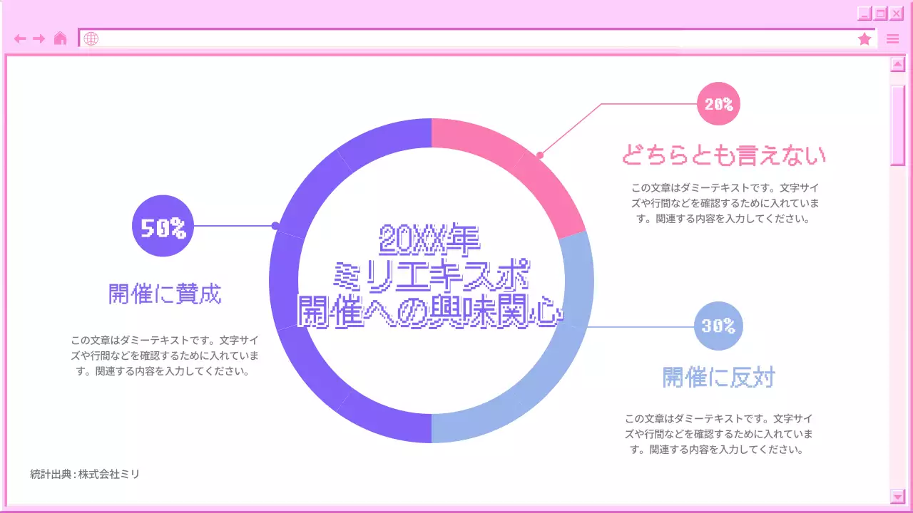ピンク シンプル 調査 資料 インフォグラフィック