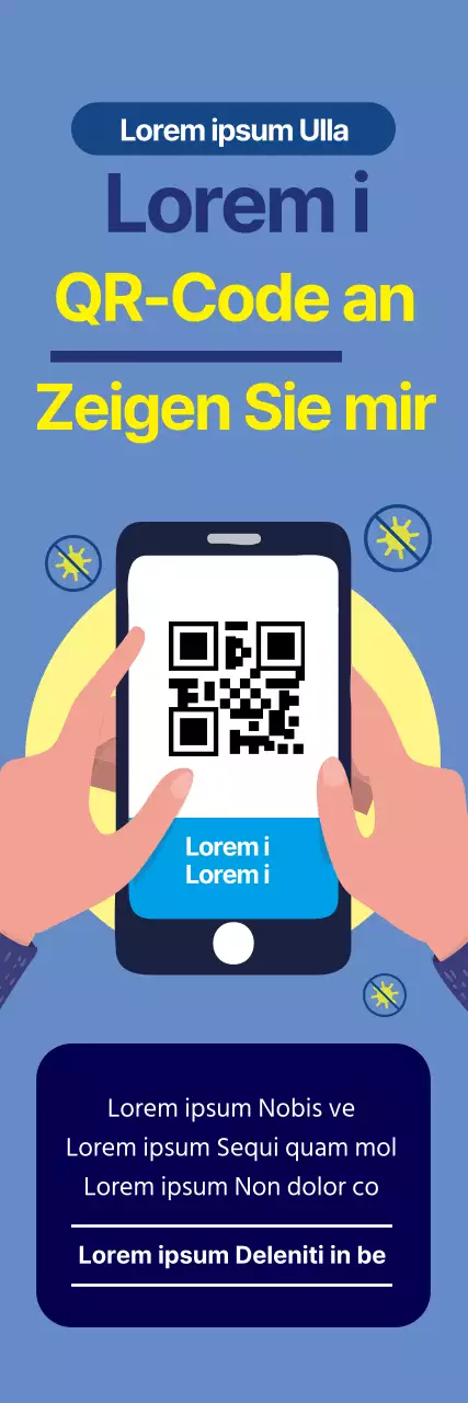 Saubere blaue illustrierte Coronavirus-Etiketten zur Anmeldung