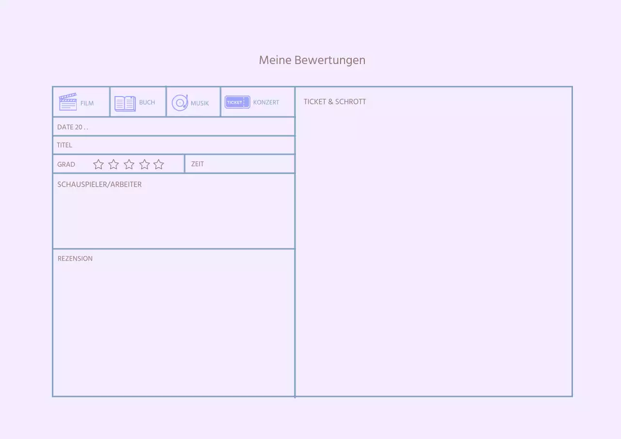 Lila Icon Einfaches Review-Tagebuch
