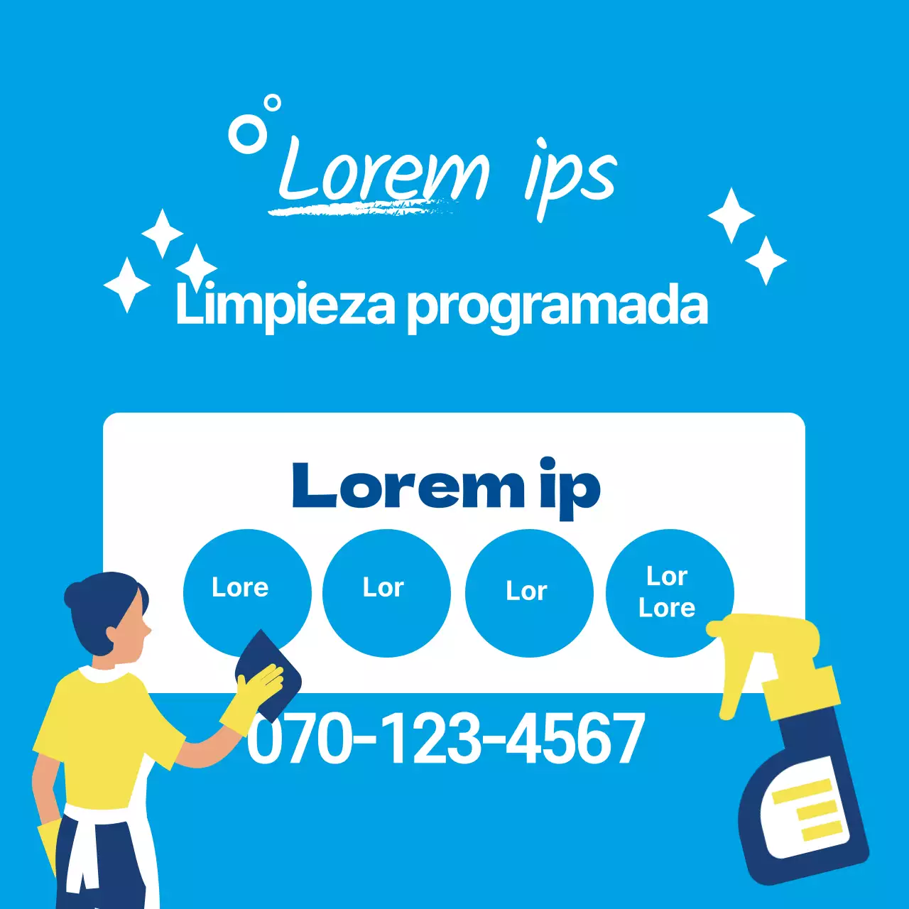 Una foto azul ilustra los servicios de limpieza a domicilio