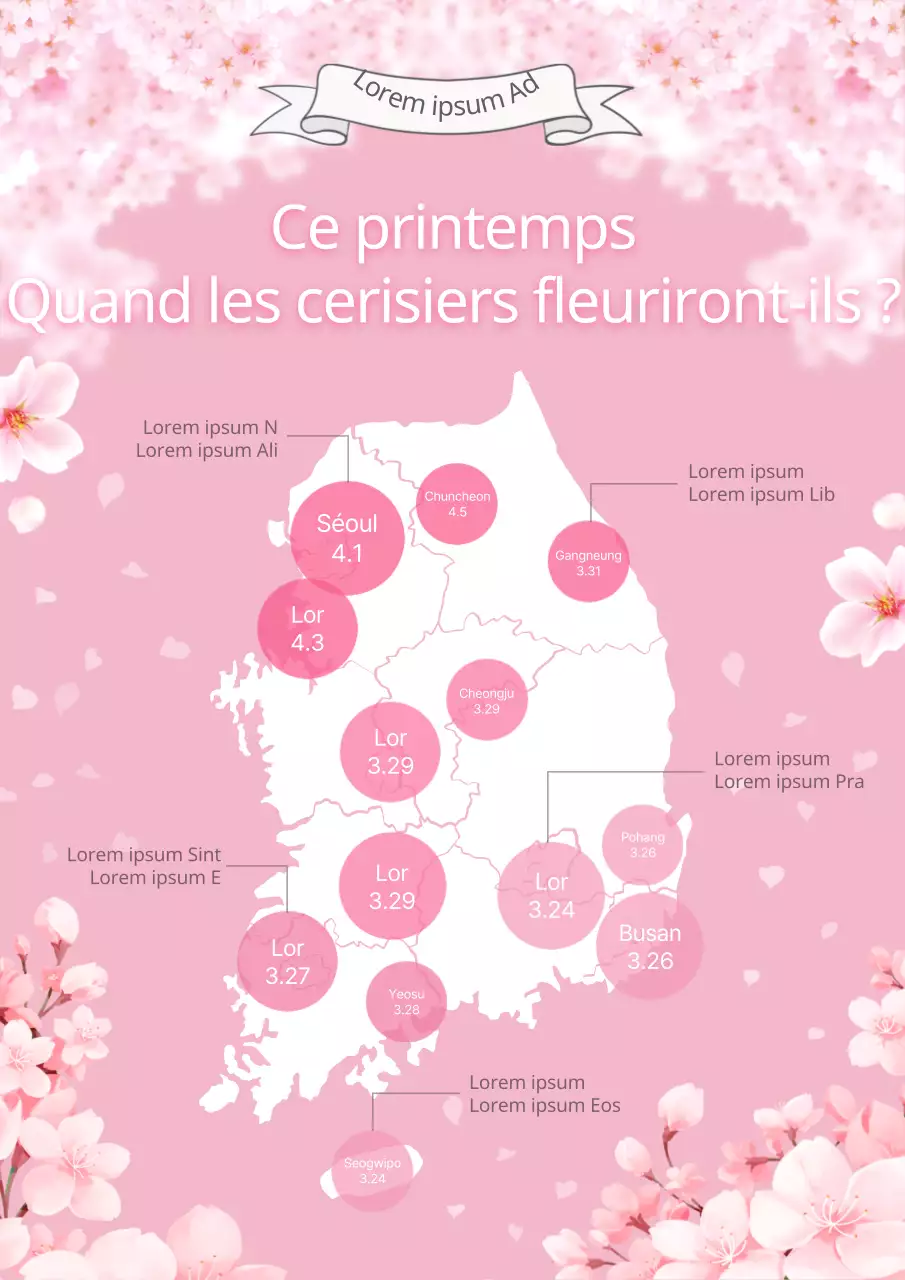 Saison des cerisiers en fleurs dans tout le pays avec un concept d'illustration de cerisiers en fleurs roses