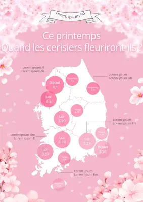 Saison des cerisiers en fleurs dans tout le pays avec un concept d'illustration de cerisiers en fleurs roses
