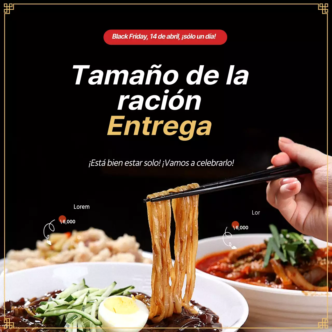 Día Negro Honbap Solo Jajangmyeon Evento en Negro y Amarillo