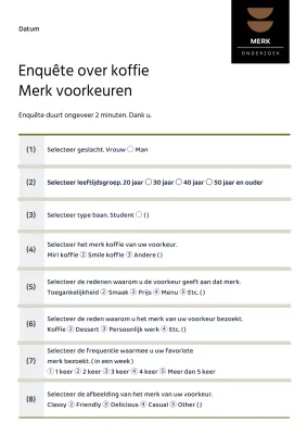 Een onderzoek naar voorkeuren voor koffiemerken in beige