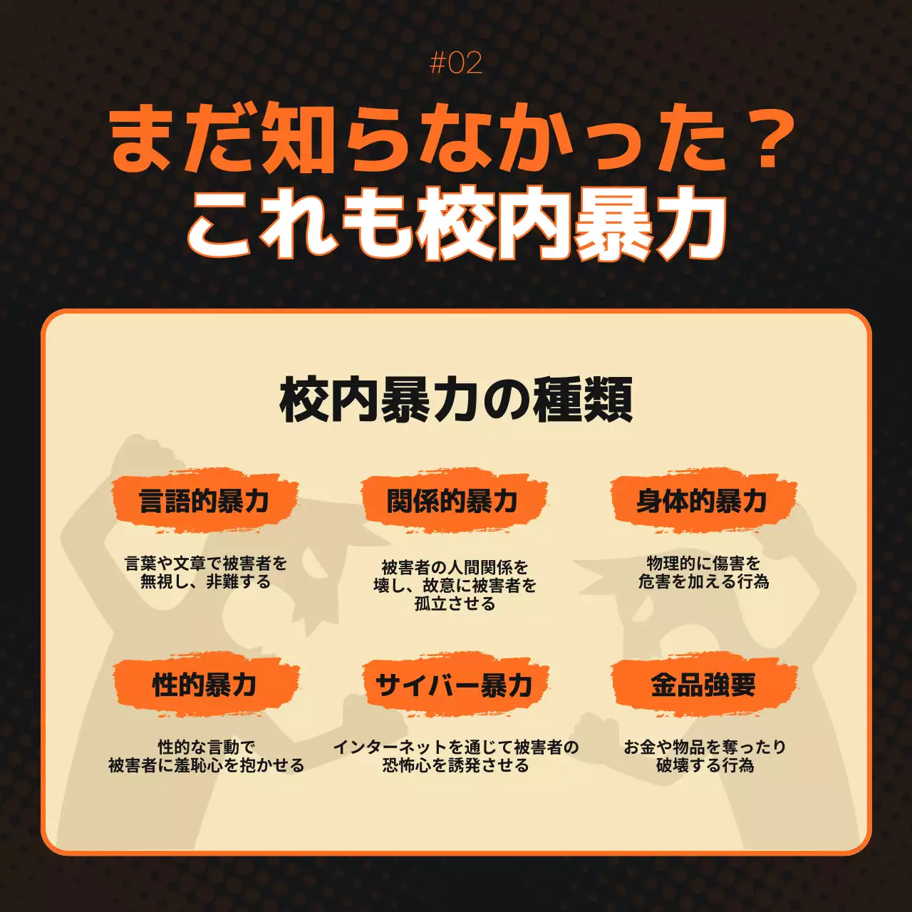 オレンジ モダン 校内暴力 ポスター Instagram カルーセル