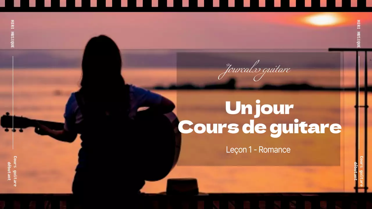 Coucher de soleil sur un cadre de film noir Apprendre à jouer de la guitare en une journée