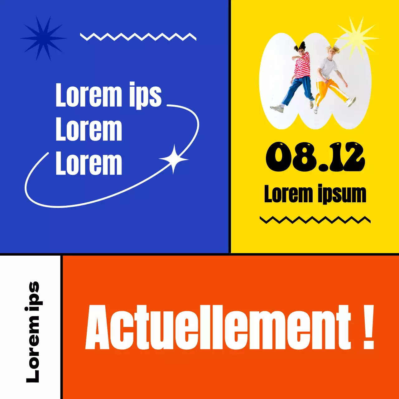 Une annonce de la fête de la jeunesse à carreaux géométriques et colorés