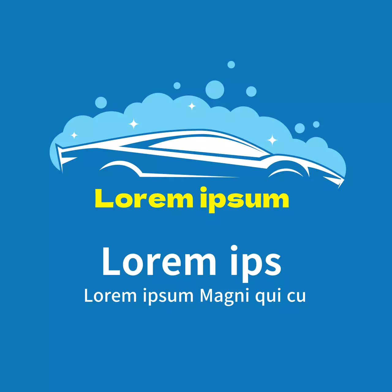 Blaue Illustration Werbung für eine saubere Autowäsche in einem Autocenter