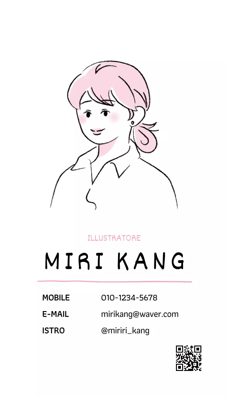 Illustratore con illustrazioni di ritratti di persone e aziende in colori pastello rosa e viola