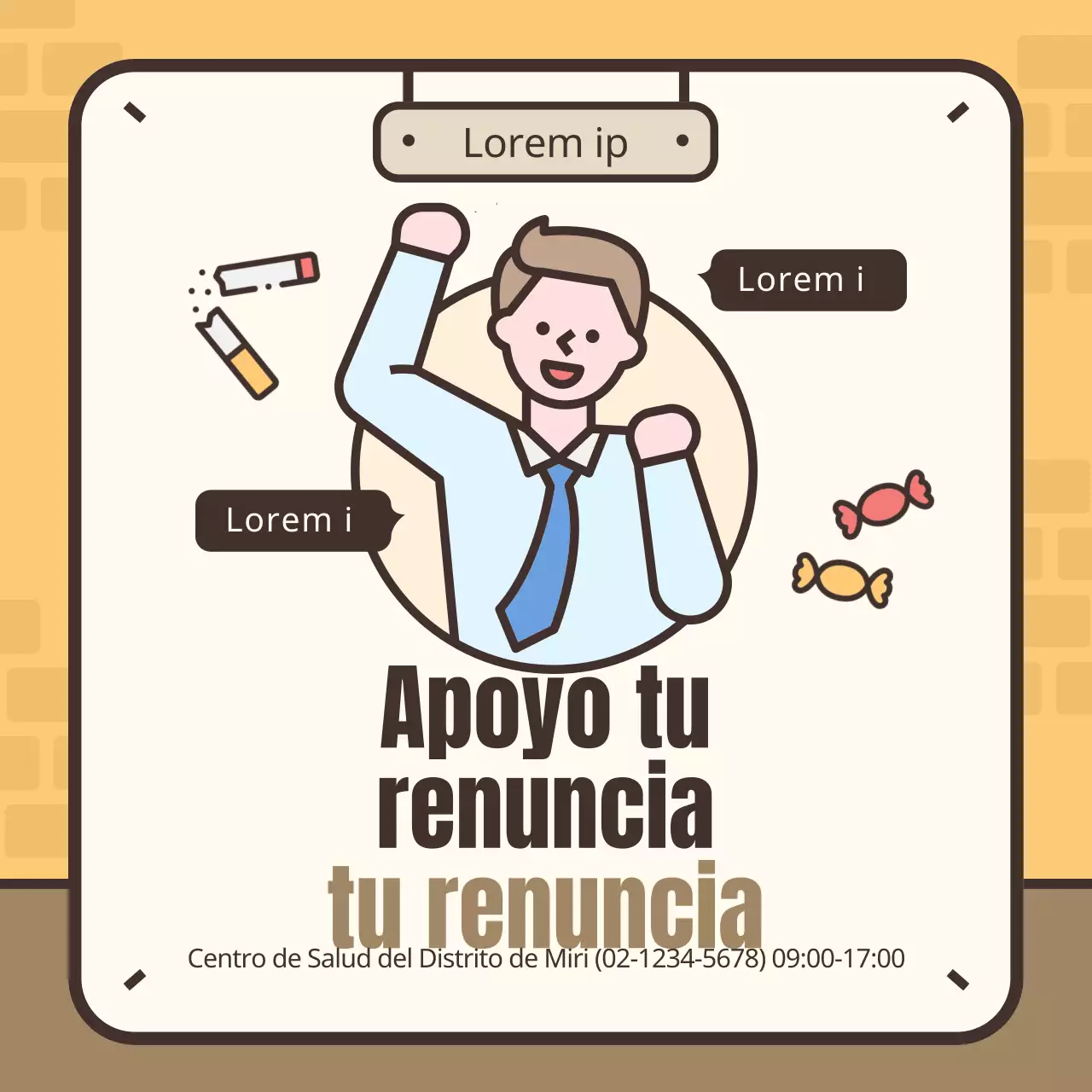 Simpática ilustración amarilla y marrón de los síntomas de abstinencia del tabaco