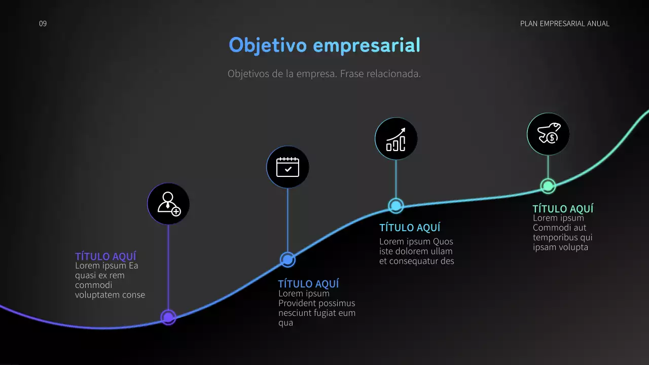 Plan de negocio anual de automoción con concepto de gráficos en movimiento azul y negro