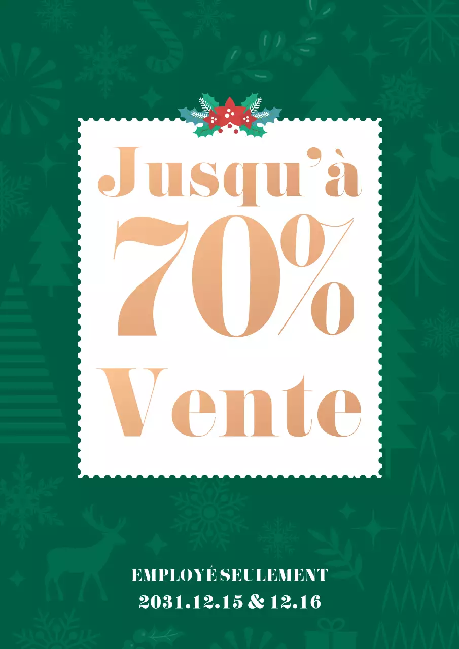 Affiche de vente aux employés sur fond d'illustration verte