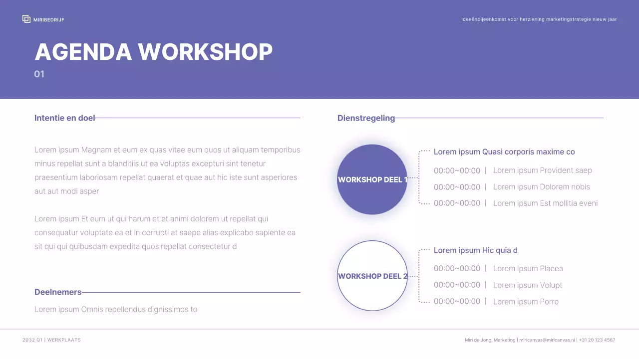 Bedrijfswerkplaats met een strak kleurenschema in bessenpontkleuren