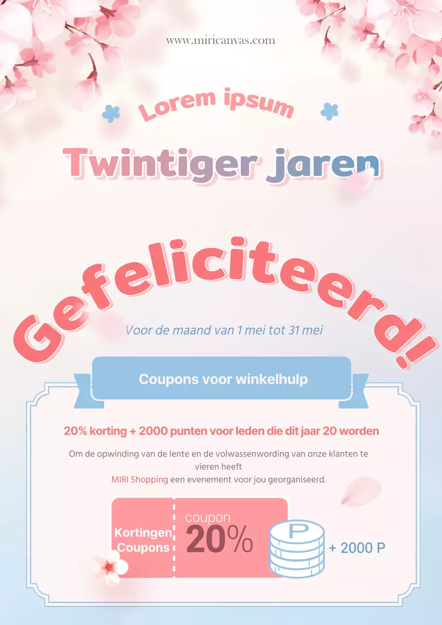 Een schattige kersenbloesem coming-of-age dag in roze en lichtblauwe lente