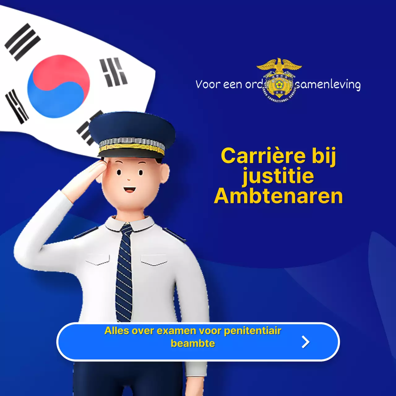 Bevorder het overleg over informatie over het ambtenarenexamen met blauwe en gele knallen