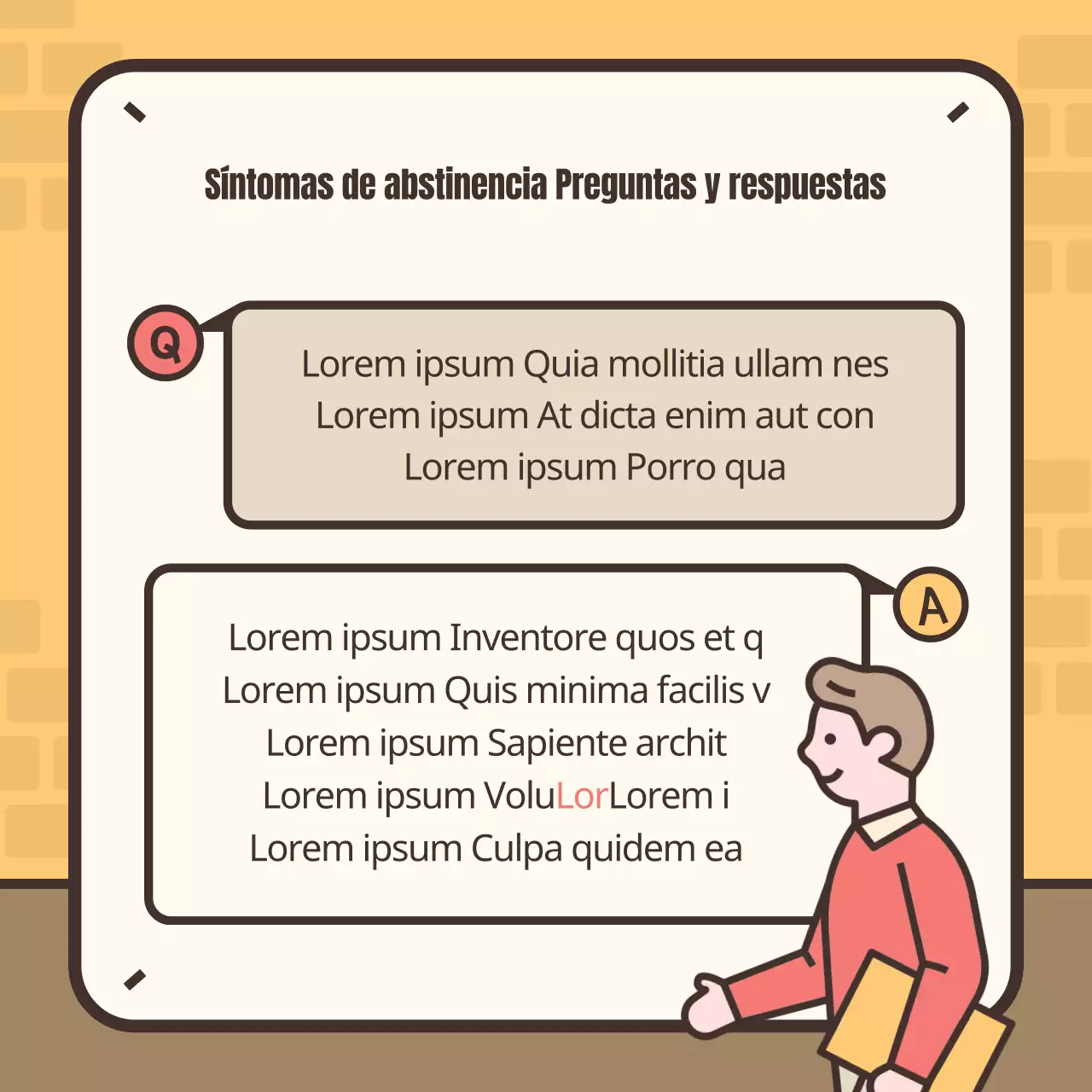Simpática ilustración amarilla y marrón de los síntomas de abstinencia del tabaco
