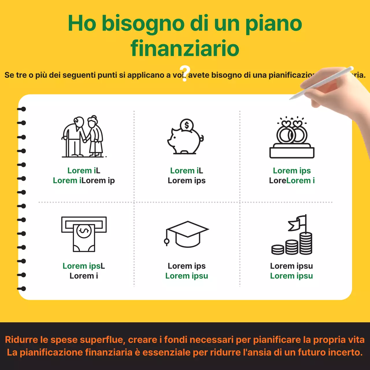 Giallo e verde attività finanziarie pianificazione finanziaria conoscenze informazioni