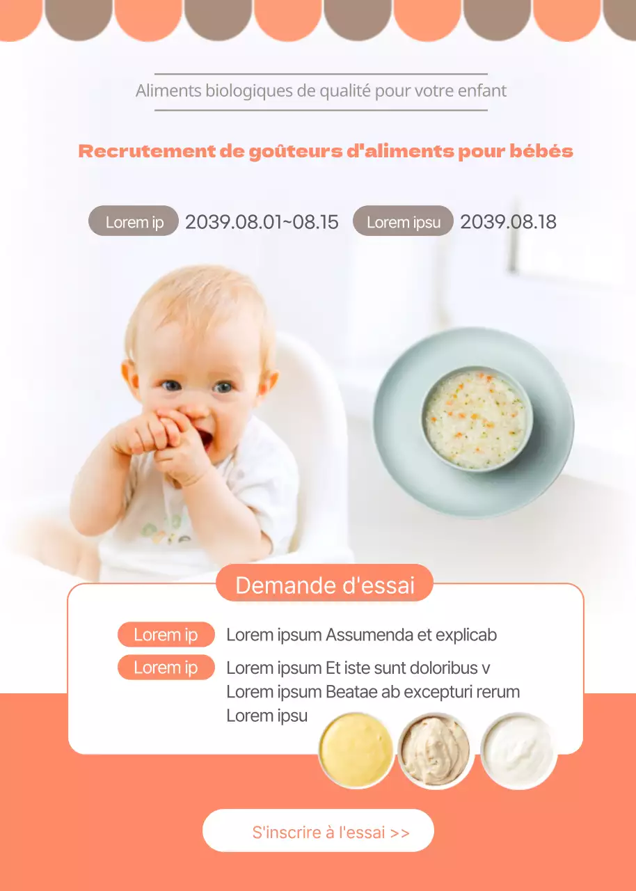 Aliments pour bébés roses Premium Expérimentateurs recherchés Aliments pour bébés bio français Comment postuler Evénement Pop-Up