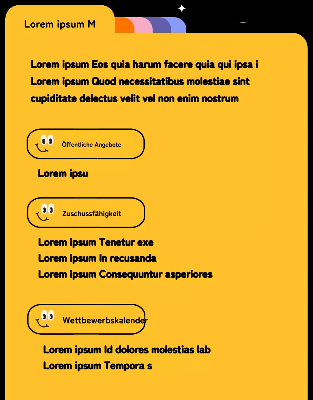 Niedlicher Kurzform-Wettbewerb mit bunten Formen und Illustrationen