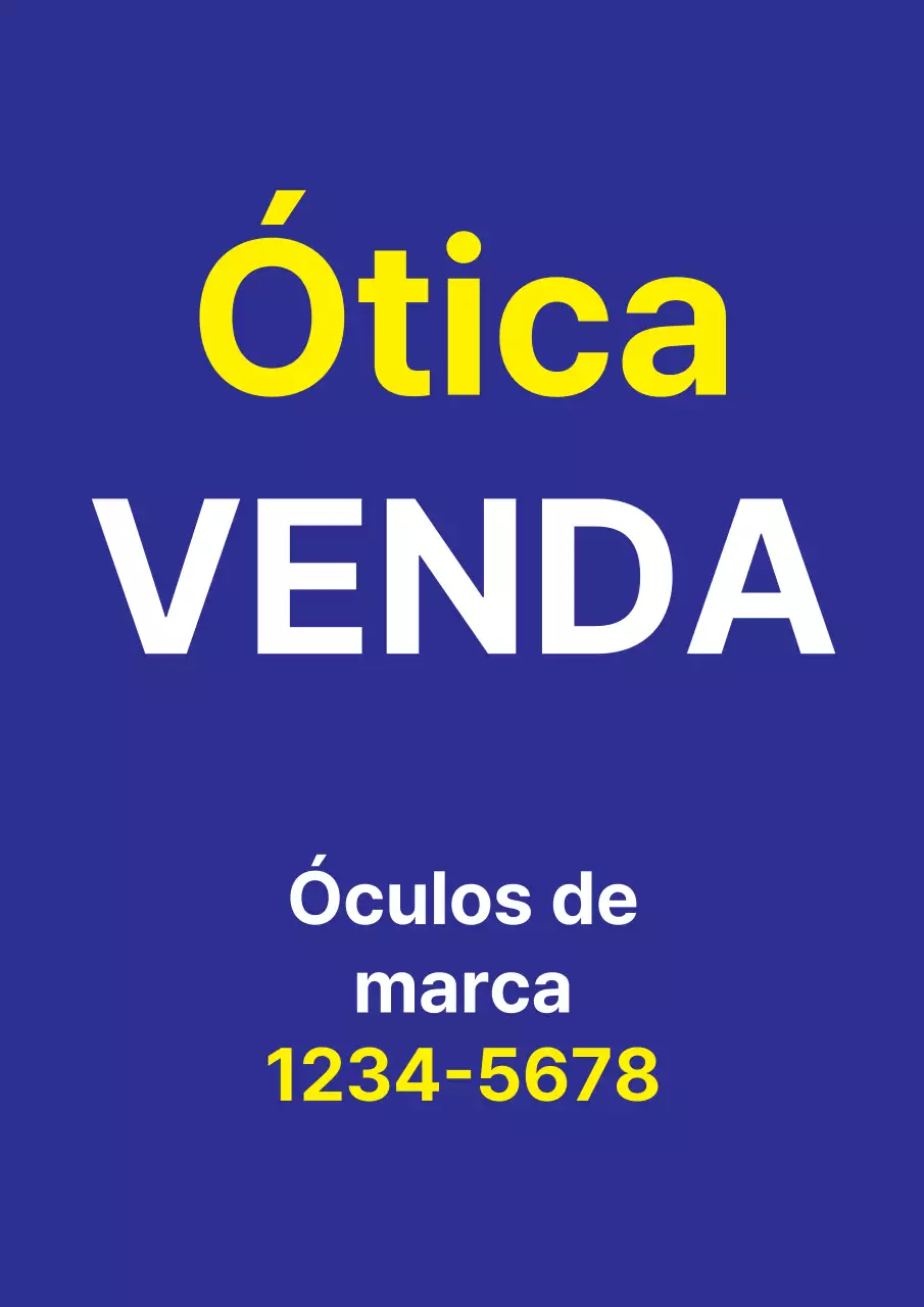 Folheto promocional simples, azul e amarelo, para um evento de saldos num centro comercial