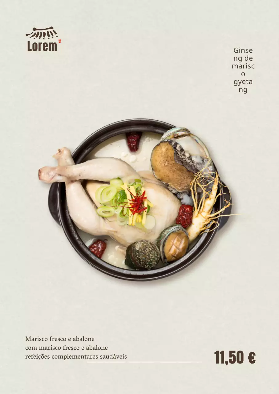 Cartaz vertical Samgyetang de marisco simples
