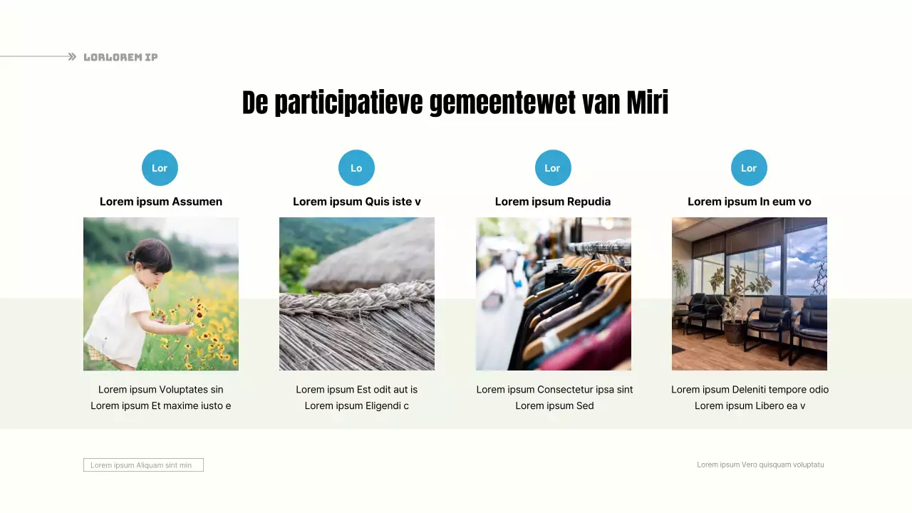 Een eenvoudig, lichtblauw en geel voorstel voor een participatieve gemeentelijke code