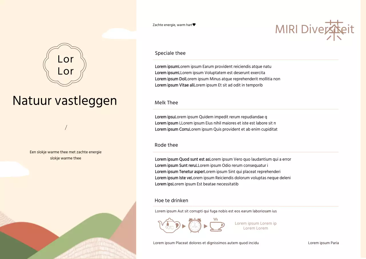 Warm gekleurde geïllustreerde theezakjes ansichtkaarten