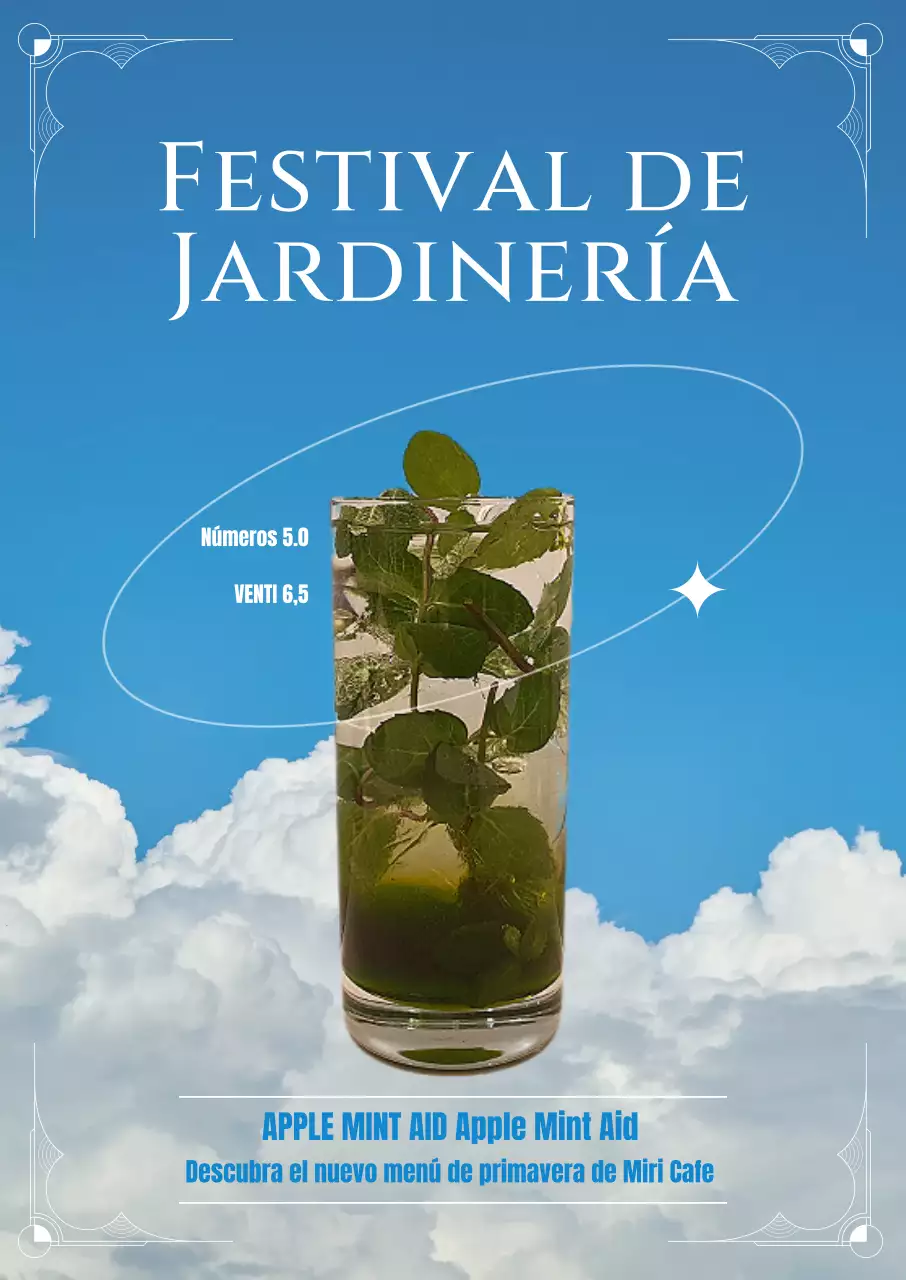 Promocione su nuevo menú con un fondo de cielo y un aire rococó