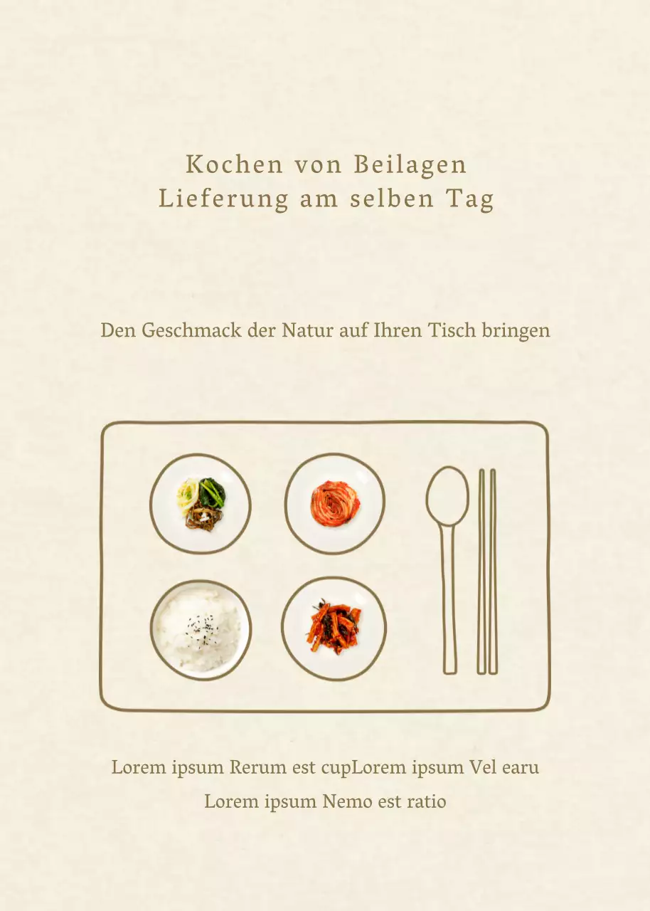 Gepflegte Beilagen auf beigem HintergrundLieferung am Tag der Lieferung