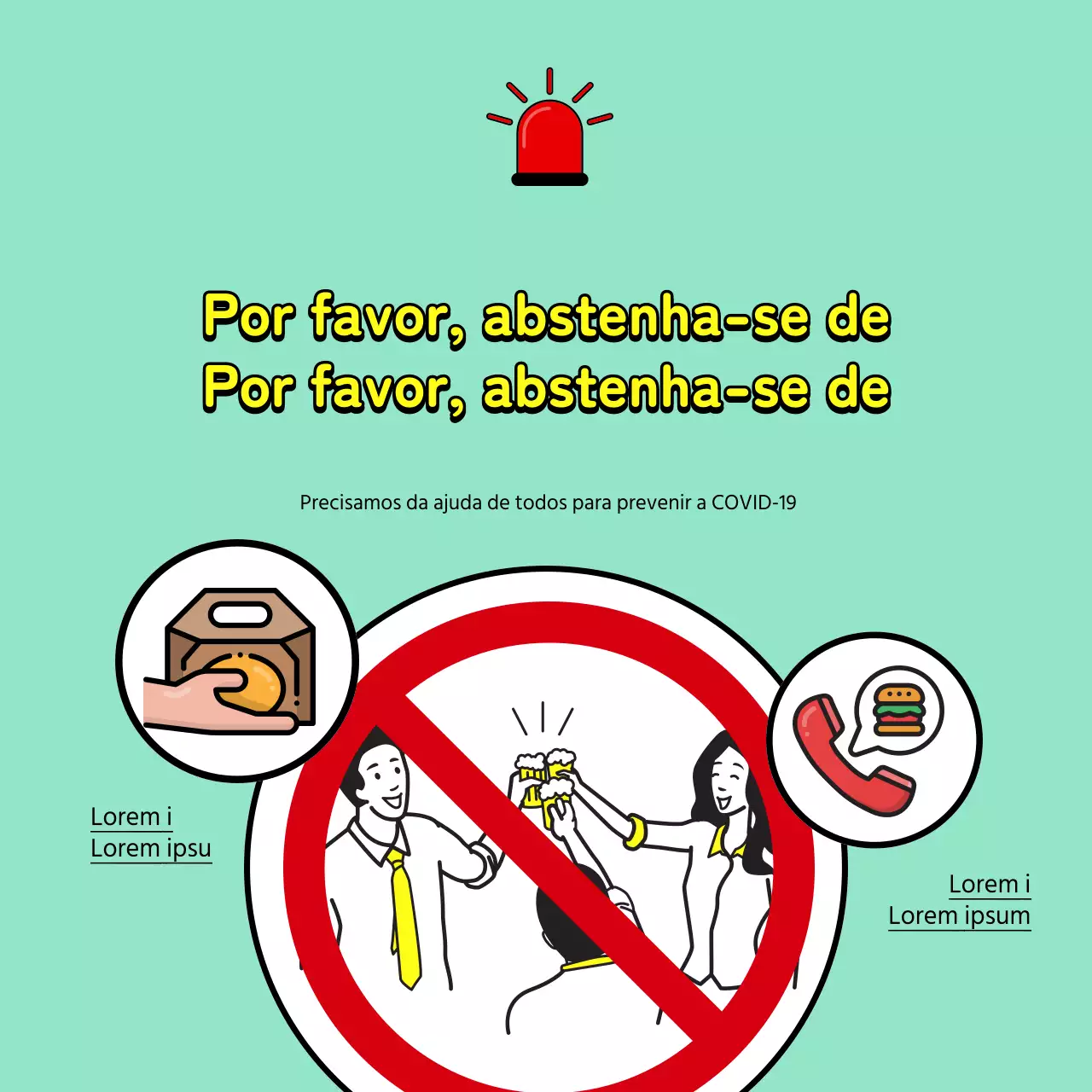 Desenho de ilustração de proibição de reunião de férias de corona com fundo de hortelã